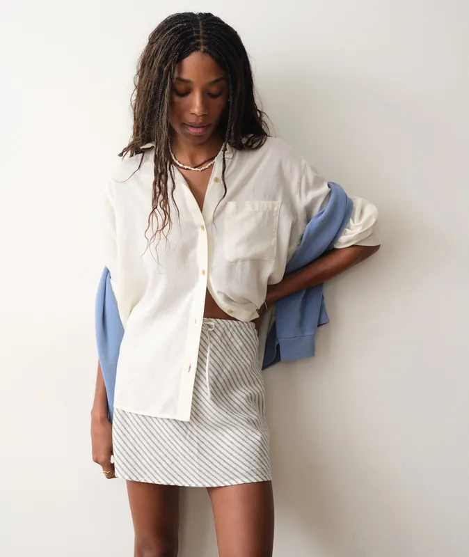 Jane Relaxed Linen Shirt - Antique White