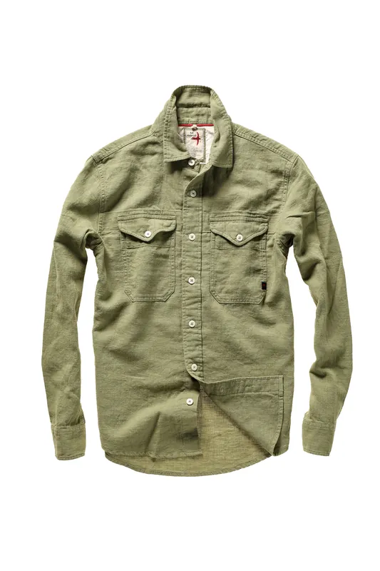Slub Linen Workshirt - Light Olive