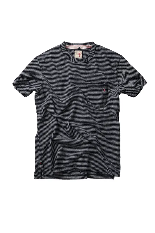 Double Feedstripe Tee - Midnight / White