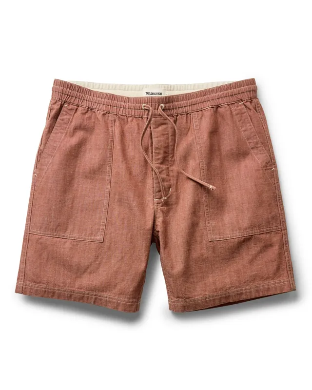 The Breakwater Short in Brick Chambray - Taylor Stitch