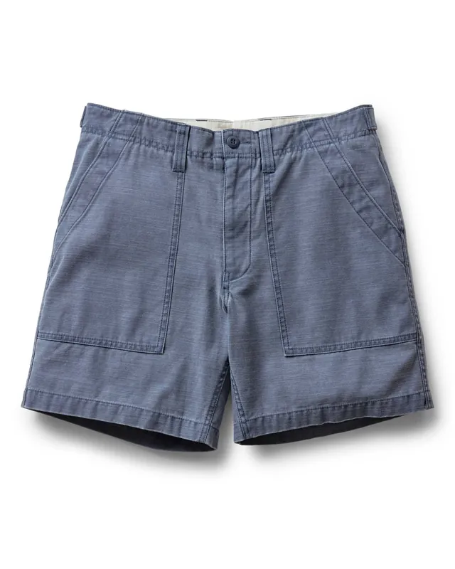 The Surplus Short in Dark Navy Reverse Sateen - Taylor Stitch