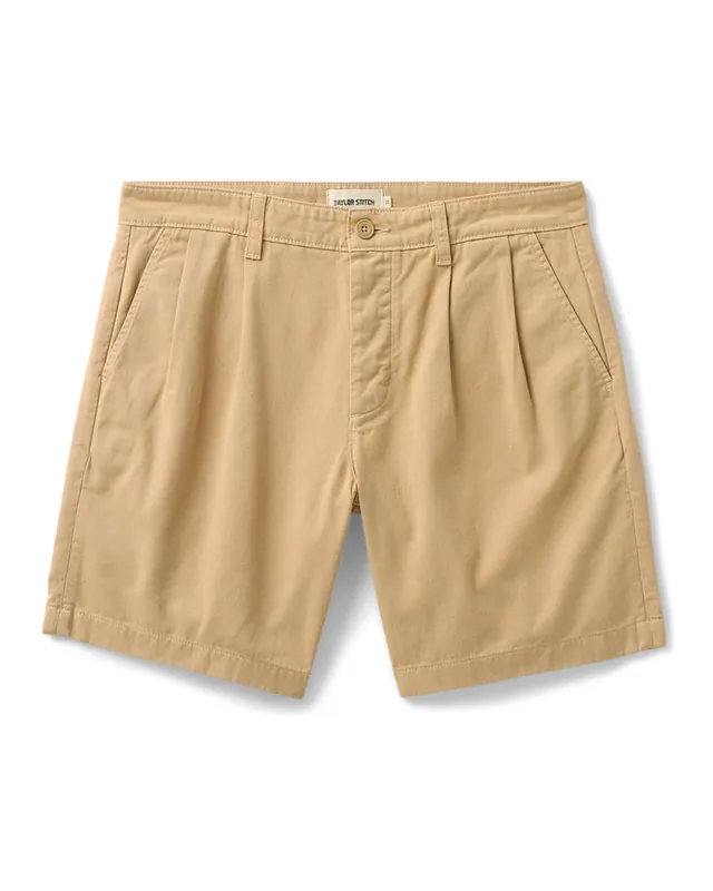 The Pleated Short in Organic Field Khaki Twill - Taylor Stitch