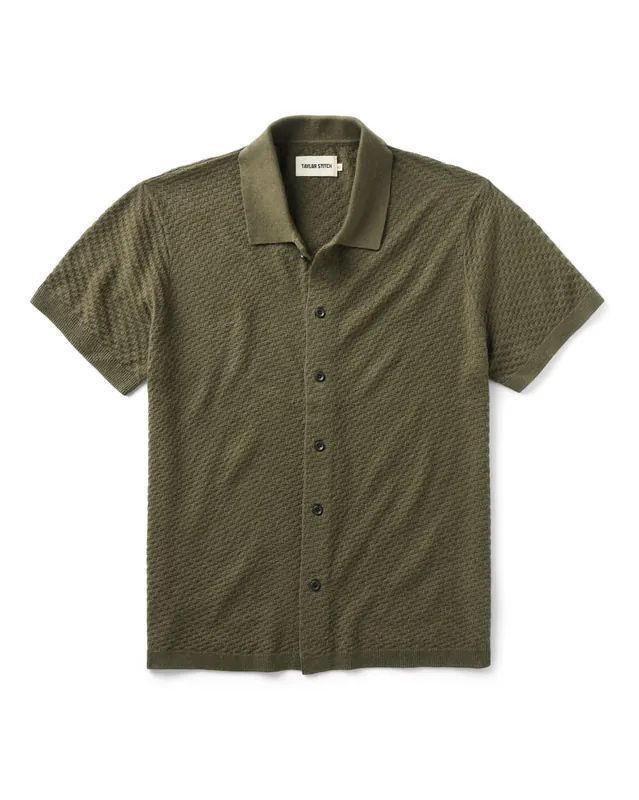 The Arlo Sweater Polo in Cilantro Texture Knit - Taylor Stitch