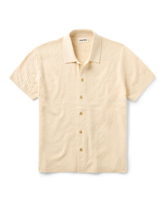 The Arlo Sweater Polo in Oat Texture Knit - Taylor Stitch