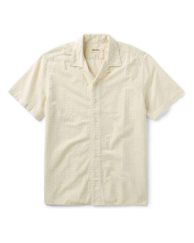 The Davis Shirt in Vintage White Embroidered Stripe - Taylor Stitch