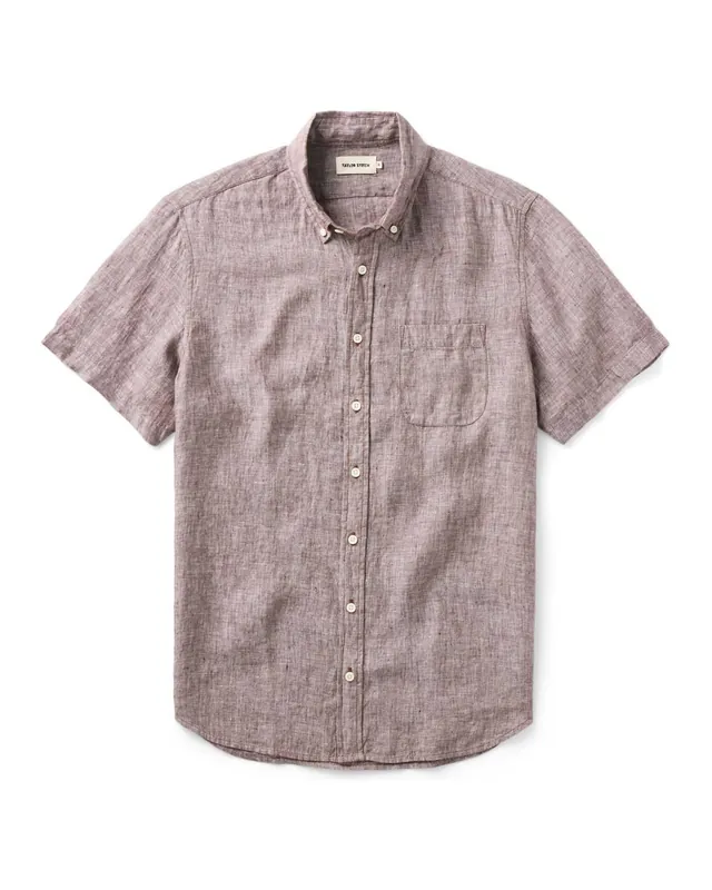 The Short Sleeve Jack in Burgundy Linen - Taylor Stitch