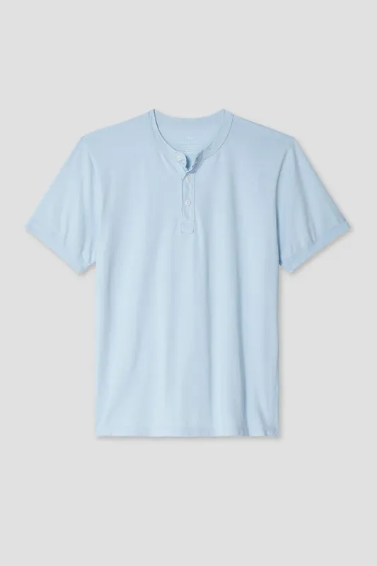 Short Sleeve Supima Henley - Beach Blue