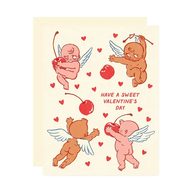 Sweet Valentine Cherubs Greeting Card - Wallflower Paper & Party