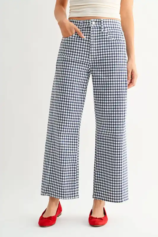 Barrel Jean Twist - Navy Gingham - BP479-A