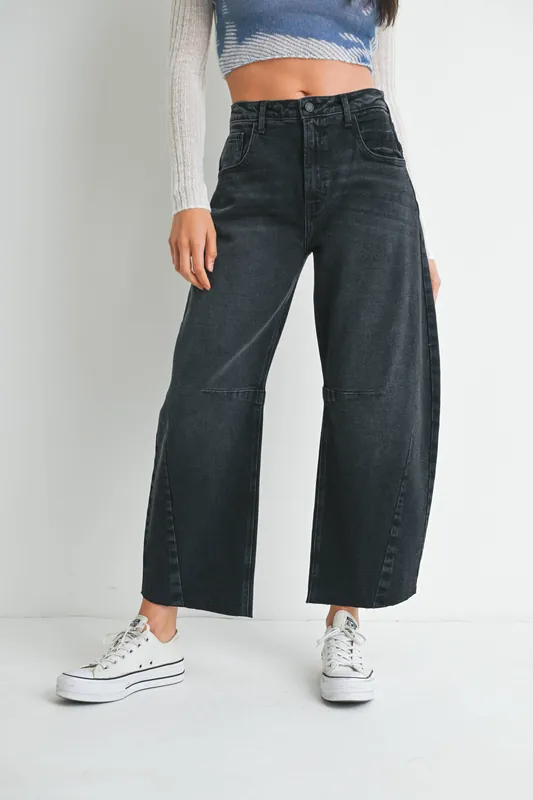Barrel Jean w/ Seams - Black Wash - BP473J