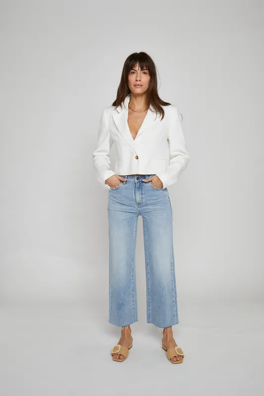Aberdeen Ankle Crop High Rise Jean, Light Indigo Worn - Oliver Logan
