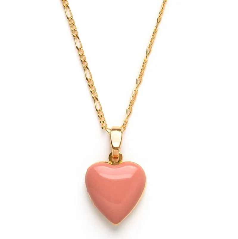 Large Enamel Heart Locket: Rose - Amano Studio
