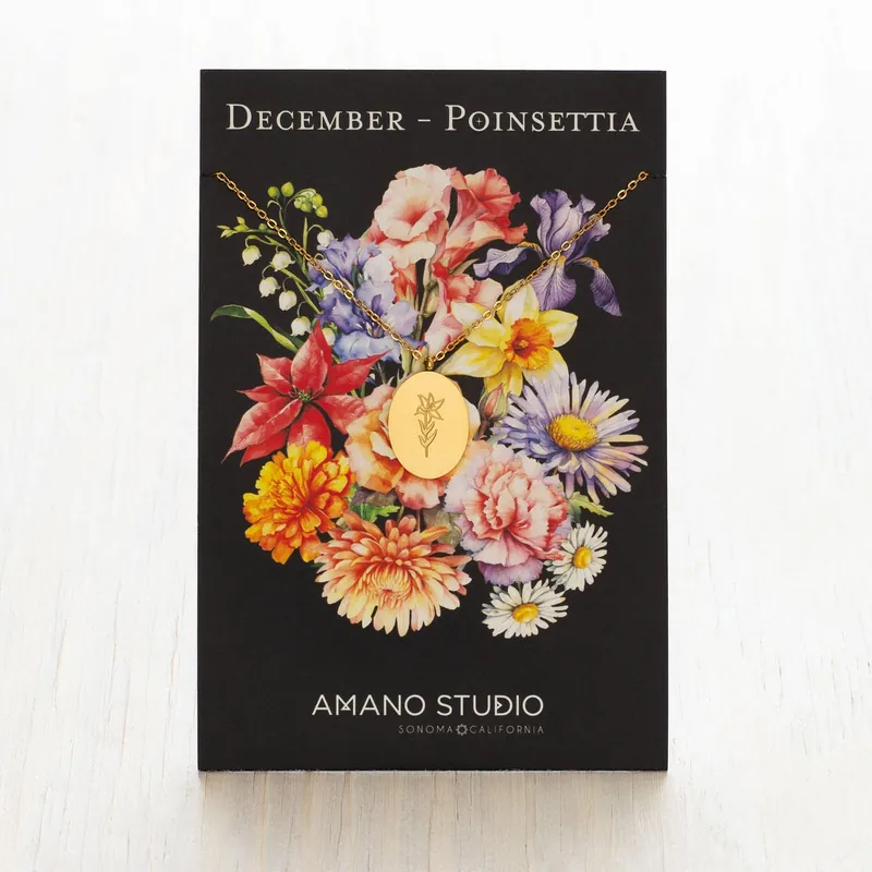 Birth Flower Necklace Series - December Poinsettia