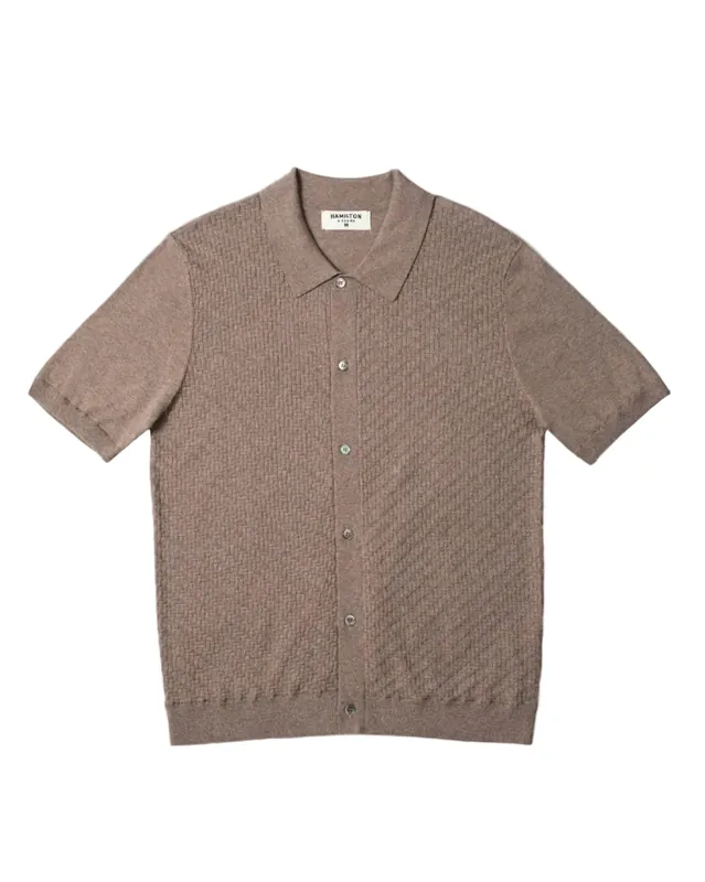 The Mauro Basket Weave Polo - Fawn Heather