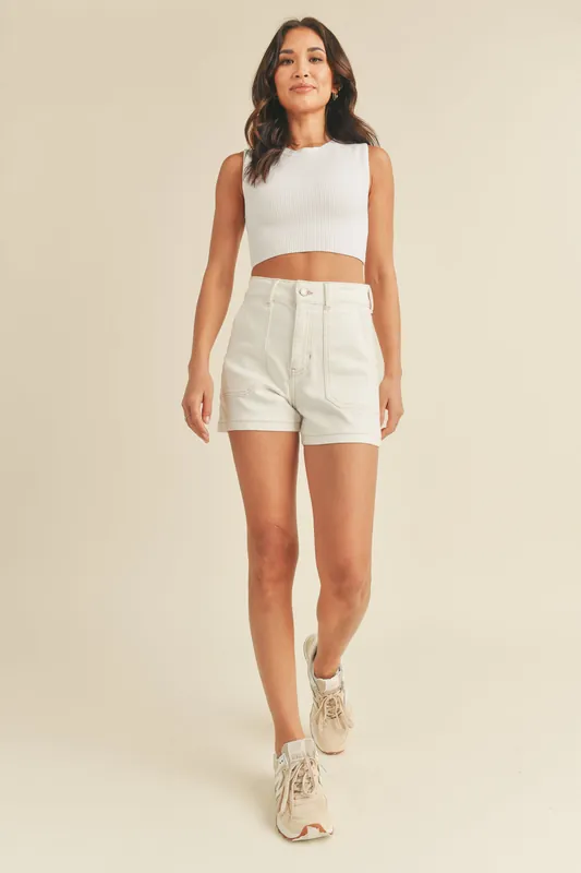 High Rise Utility Cargo Short - BH404J - Off White