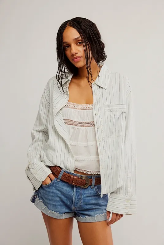 Striped Linen Laurel in Ivory Combo - Free People