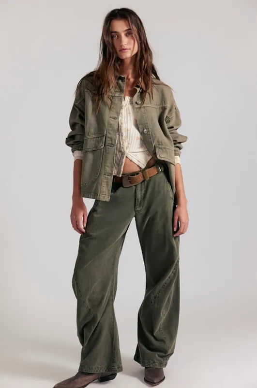 Spotlight Washed Trouser in Dusty Olive - Free People