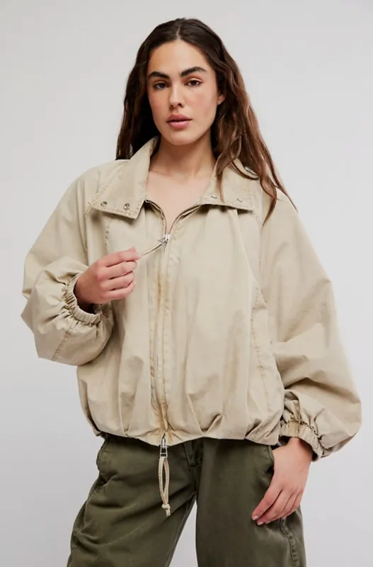 Chelsea Funnel Neck Jacket in Oatmeal - Free People