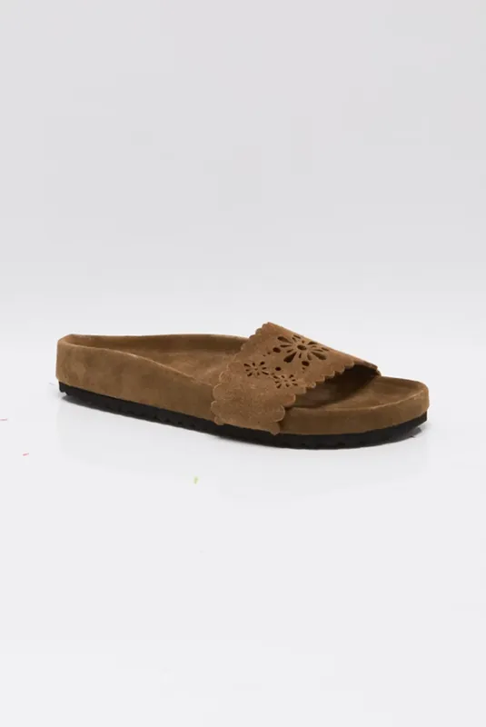 Shore Cut Out Sandal - Light Toffee Suede