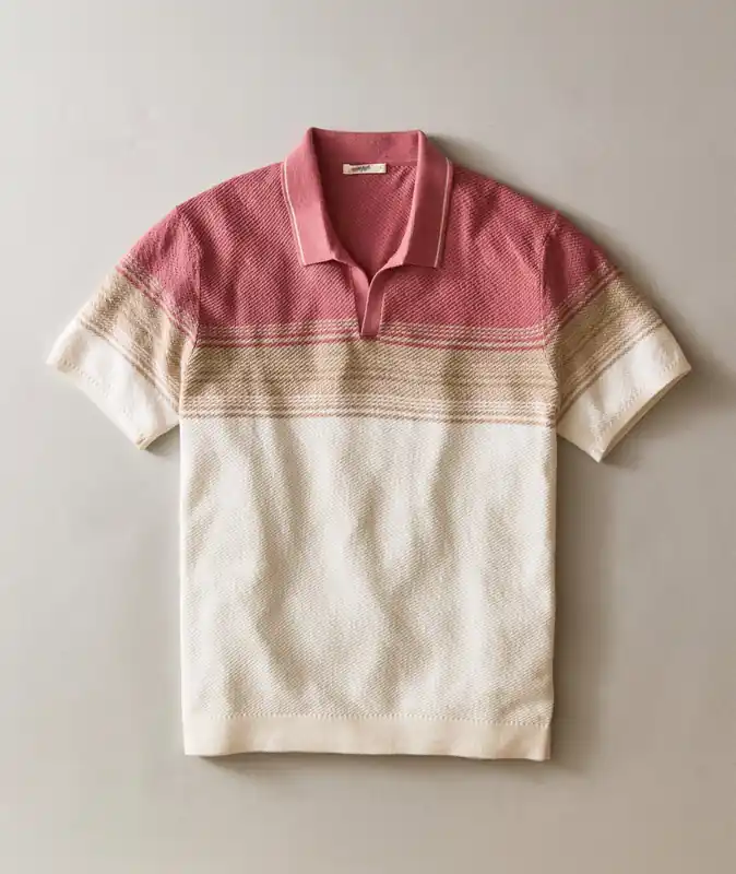 Greyson Sweater Polo - Withered Rose/Oatmeal