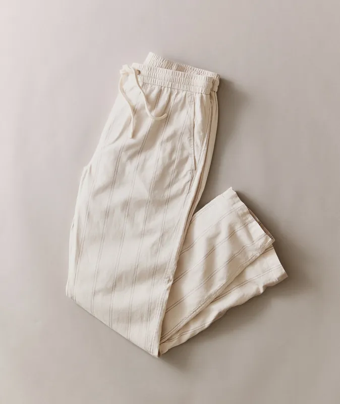 Saturday Hemp Beach Pant Slim Straight - Natural/Brown Stripe