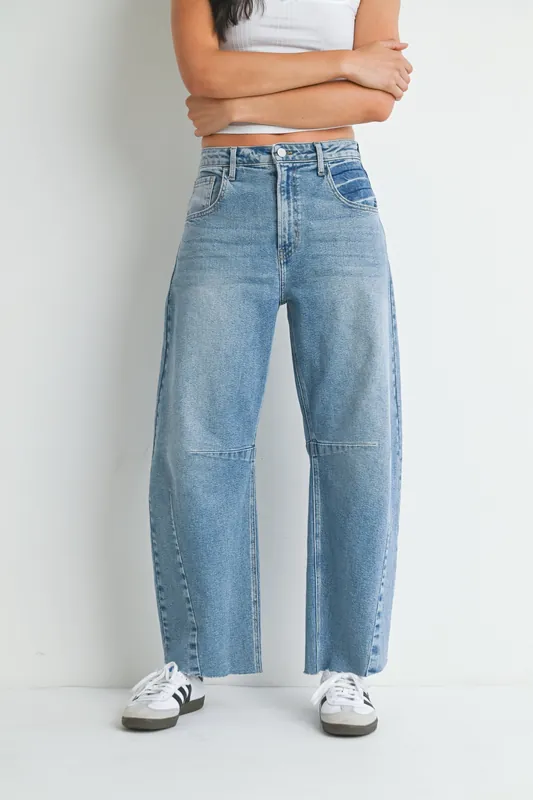 Barrel Jean w/ Seams - Light Wash - BP473J