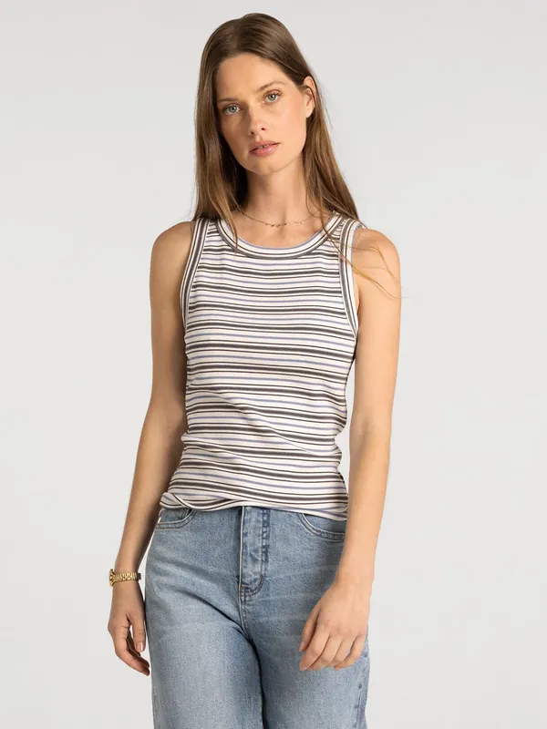 Edlin Tank - White Multi Stripe