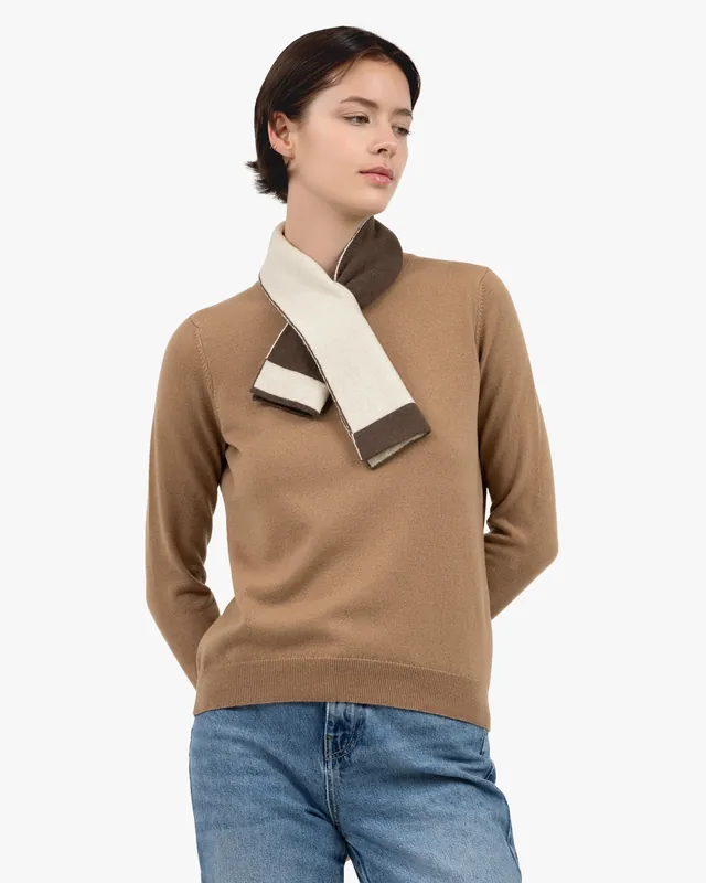 Two-Tone Neck Scarf - Brown