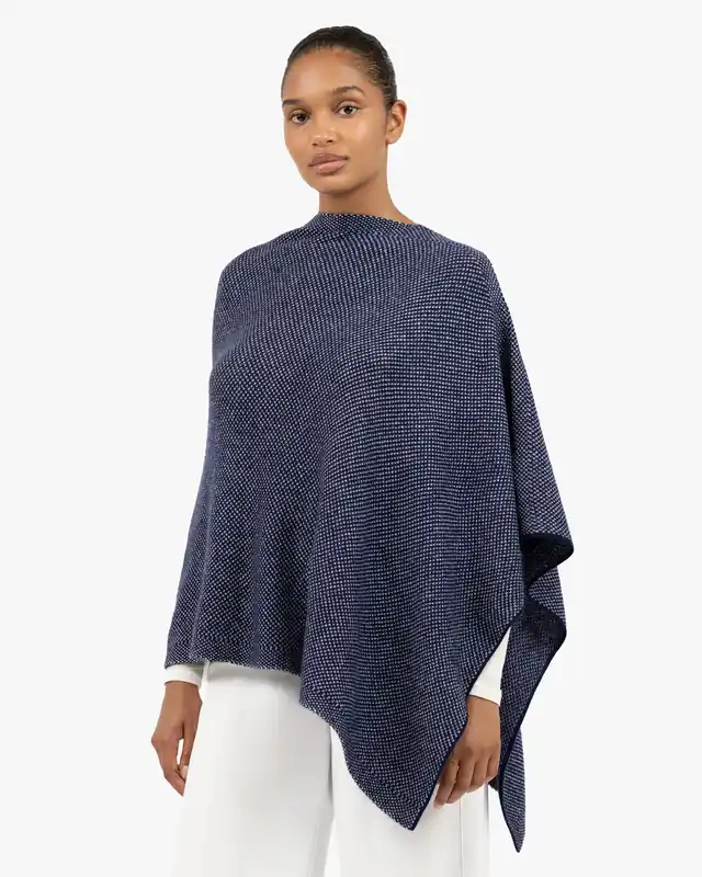 Two-Tone Poncho - Blue