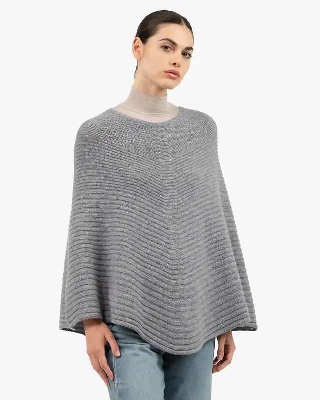 Sorbonne Poncho - Medium Grey