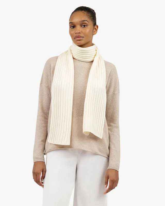 Women's Ribbed Scarf - White