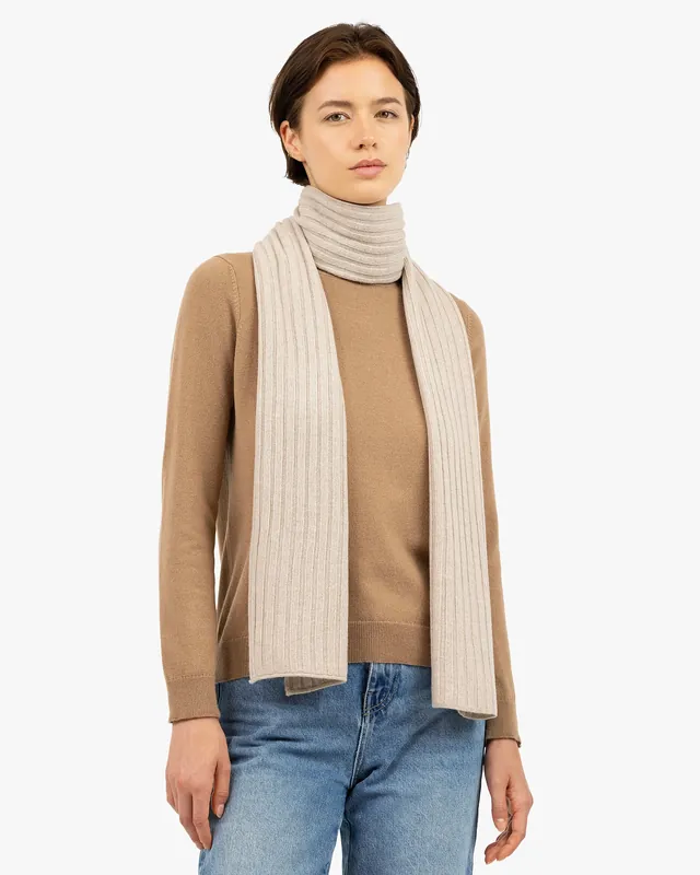 Women's Ribbed Scarf - Beige