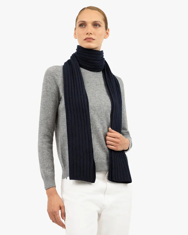 Women's Ribbed Scarf - Night Blue