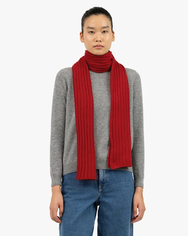 Women's Ribbed Scarf - Red