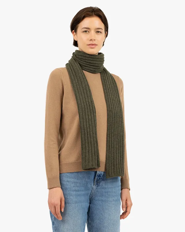Women's Ribbed Scarf - Green