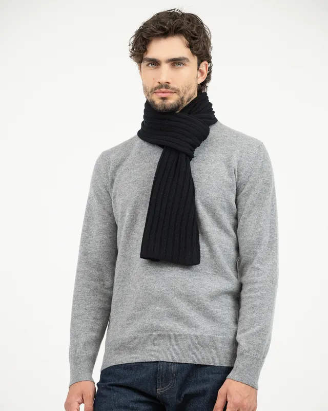 Men's Ribbed Scarf - Black