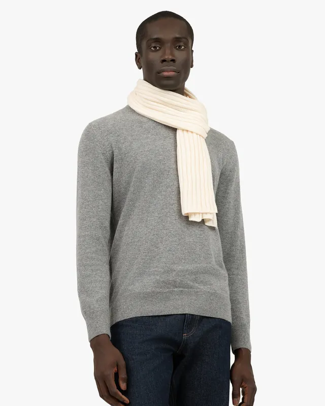 Men's Ribbed Scarf - White
