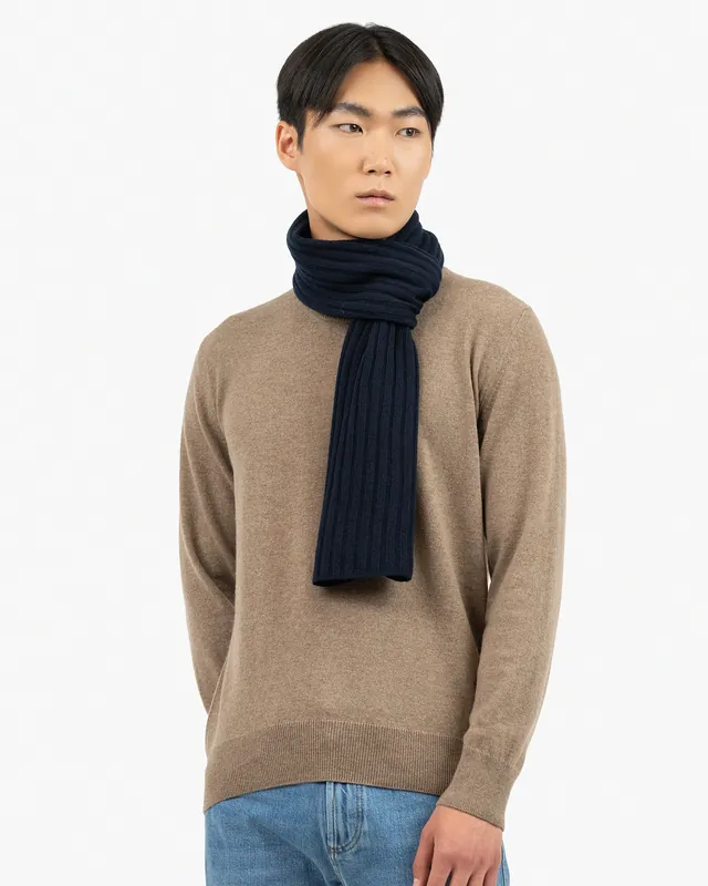 Men's Ribbed Scarf - Night Blue