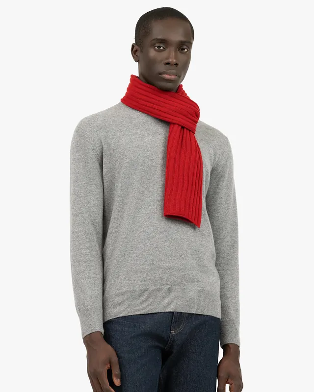 Men's Ribbed Scarf - Red