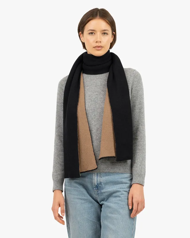 Two-Tone Maxi Scarf - Black