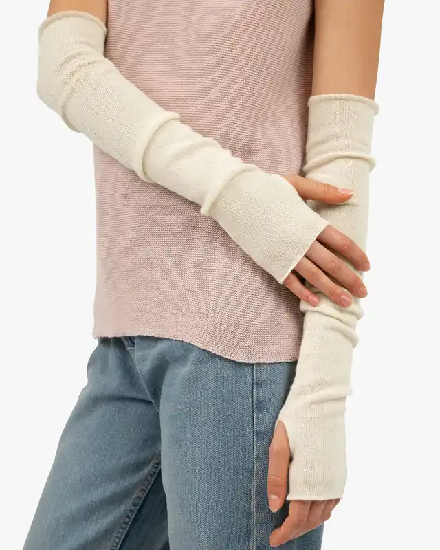 Fingerless Gloves - White