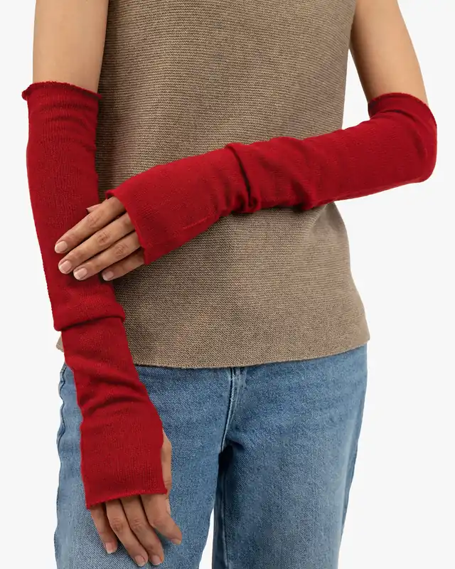 Fingerless Gloves - Red