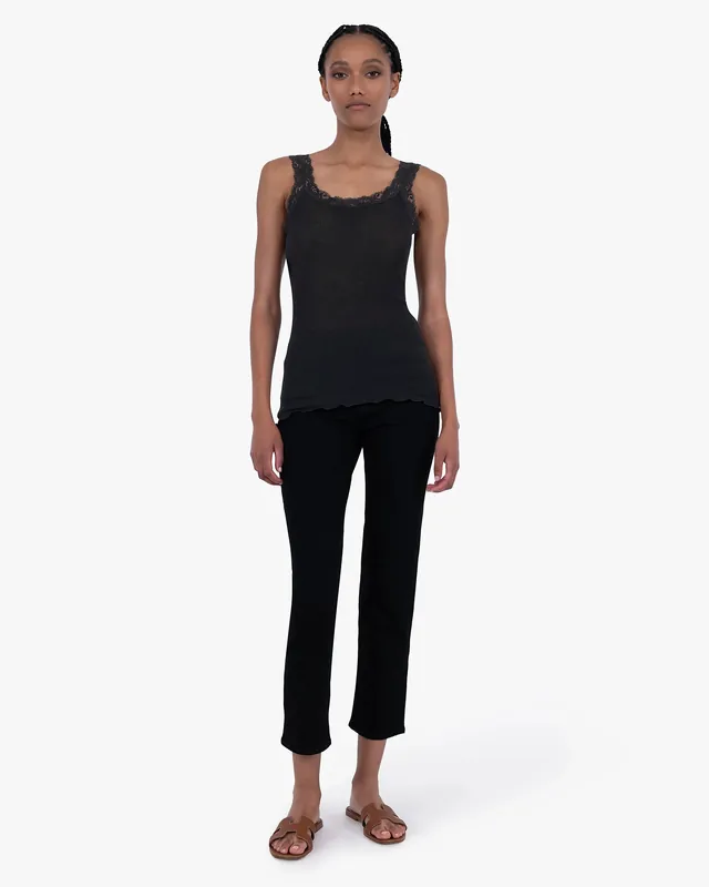 Pleated Lace Top - Black