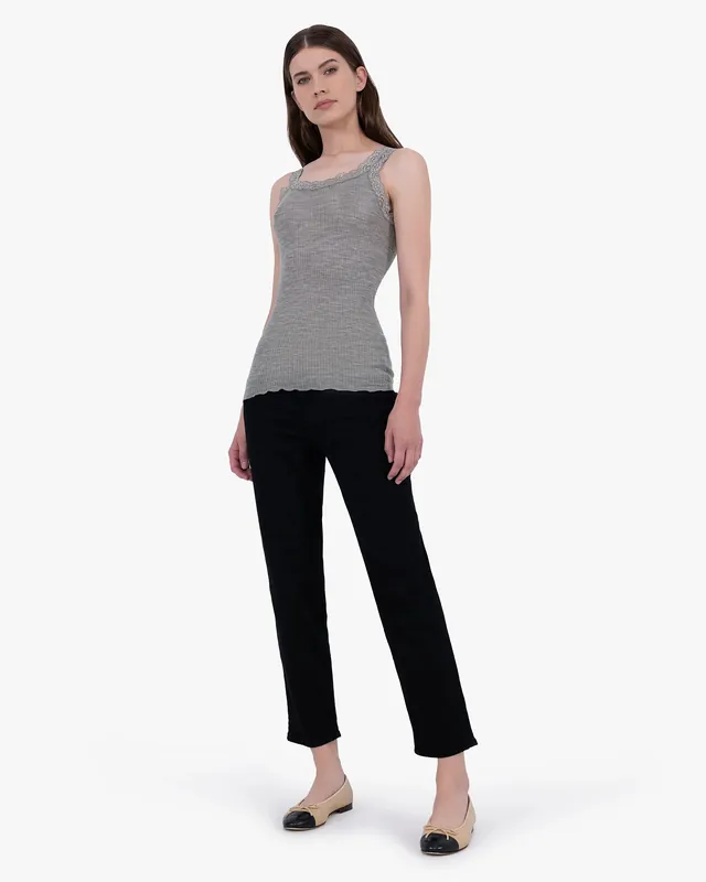 Pleated Lace Top - Grey