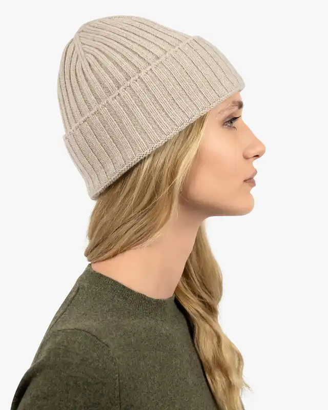 Women's Ribbed Hat - Beige