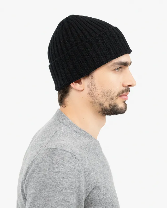 Men's Ribbed Hat - Black