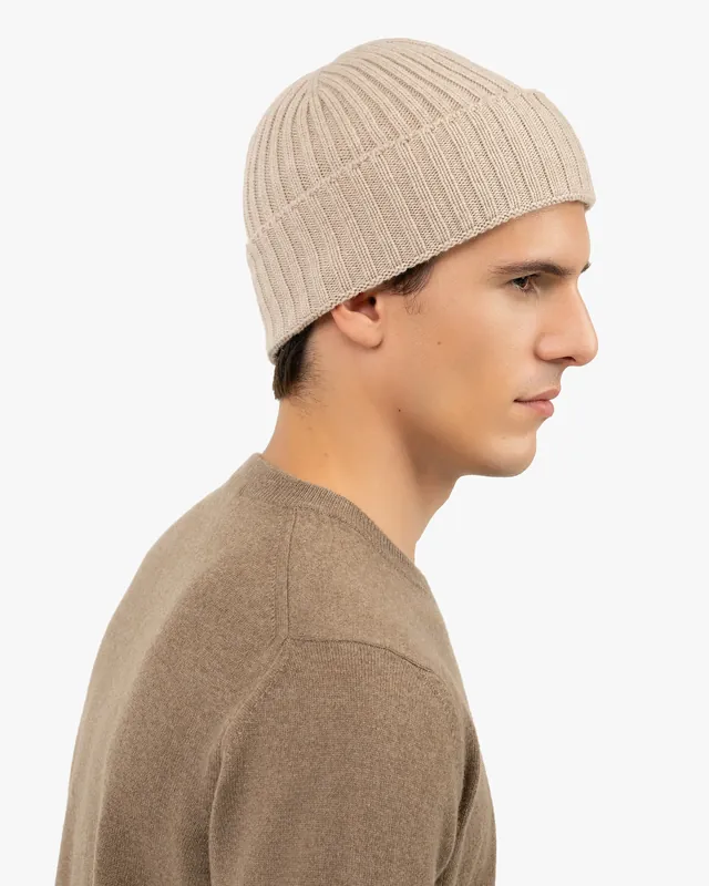 Men's Ribbed Hat - Beige