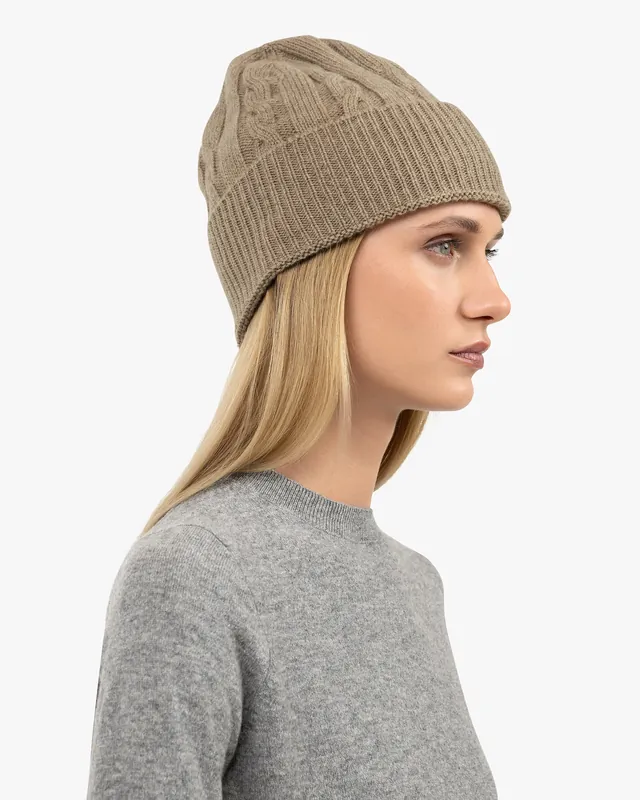 Women's Cable Knit Hat - Taupe