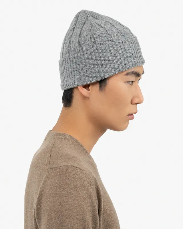 Men's Cable Knit Hat - Medium Grey
