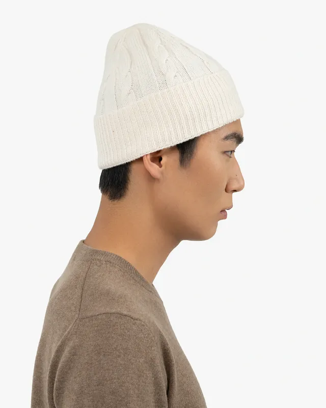 Men's Cable Knit Hat - White